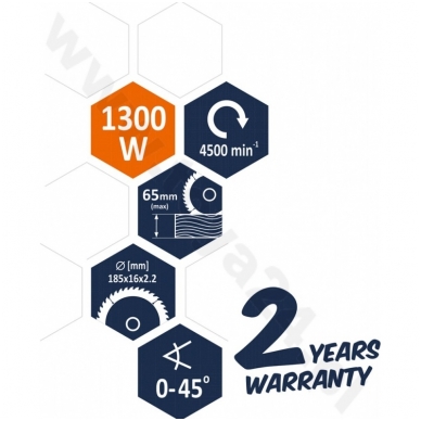 Elektrinis diskinis pjūklas 1300W, 185MM 2