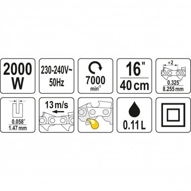 Elektrinis grandininis pjūklas 2000W 1