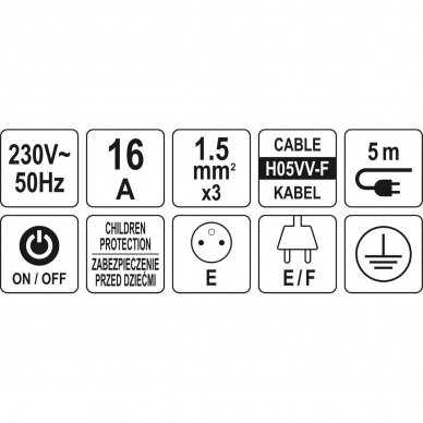 Elektrinis ilgintuvas 3 lizdai 5m. 1,5mm² 3