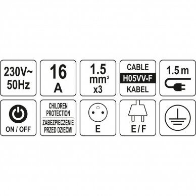 Elektrinis ilgintuvas 4 lizdai 1,5m.1,5mm² 3