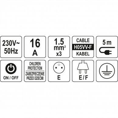 Elektrinis ilgintuvas 4 lizdai 5m. 1,5mm² 3