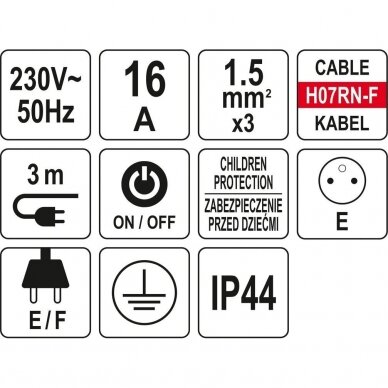 Elektrinis ilgintuvas 4 lizdai su jungikliu ir dangteliais 1.5 mm² 3m. 3