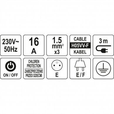 Elektrinis ilgintuvas 5 lizdai 3m. 1,5mm² 3