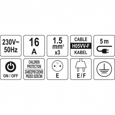 Elektrinis ilgintuvas 5 lizdai  5m. 1,5mm² 4