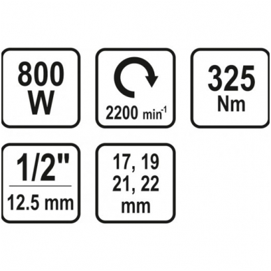 Elektrinis smūginis veržliaraktis 1/2", 800W/ 325NM 5