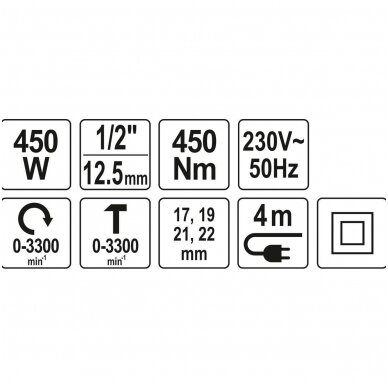 Elektrinis smūginis veržliaraktis su rinkiniu (1/2") 450Nm., 450W 8