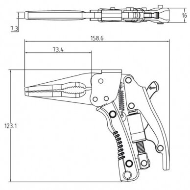 Fiksuojamos replės pistoleto tipo, ilgu snapu 170mm. 4