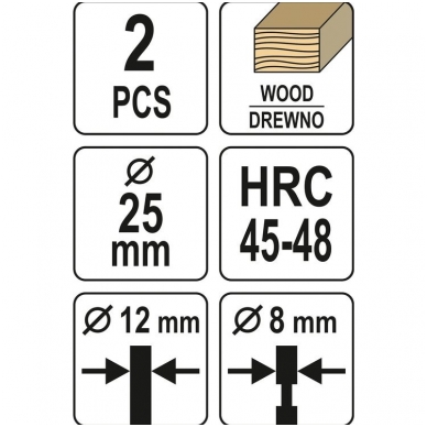 Freza - kamštinis grąžtas medžiui  25mm.  2vnt. 4