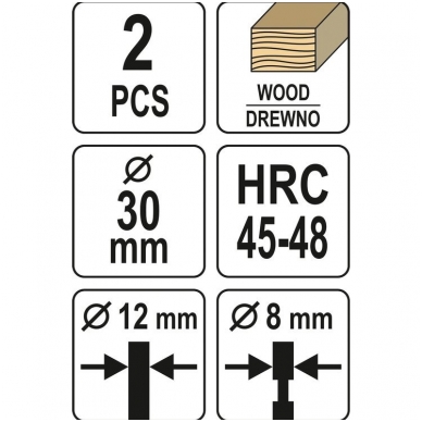 Freza - kamštinis grąžtas medžiui  30mm.  2vnt. 4