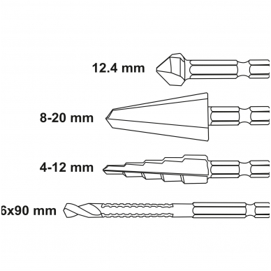 Frezų metalui rinkinys  1/4" antgalis, 4vnt. HSS 4241 3