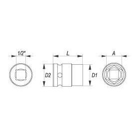 Galvutė smūginė 1/2"  23mm. 1