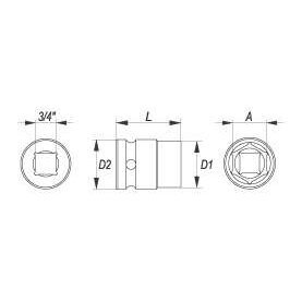 Galvutė smūginė šešiakampė (3/4") 23mm. 1