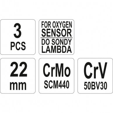 Galvučių rinkinys lamda zondui 22 mm. 3vnt. 5