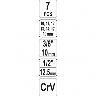 Galvučių rinkinys su išpjova (3/8") 10 - 19mm. 6vnt. 3