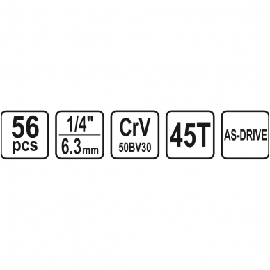 Galvučių su terkšle rinkinys 1/4", 56vnt. 5