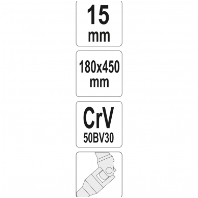 Galvutė šarnyrinė su T rankena 450mm - 15 mm 2