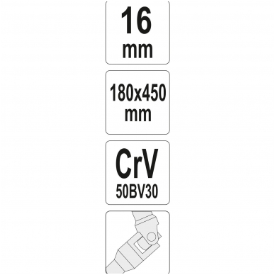 Galvutė šarnyrinė su T rankena 450mm - 16 mm 2