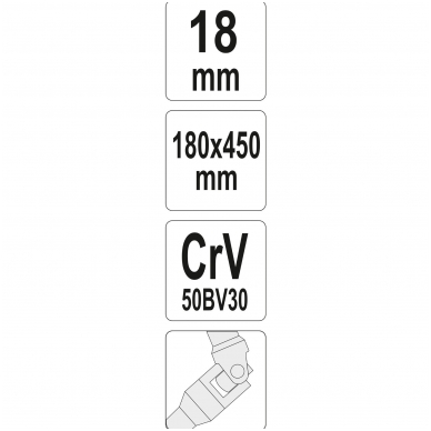 Galvutė šarnyrinė su T rankena 450mm -18 mm 2