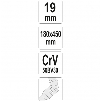 Galvutė šarnyrinė su T rankena 450mm -19 mm 2