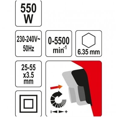 Gipskartono suktuvas su varžtų dėtuve 22-55mm. 550W  4