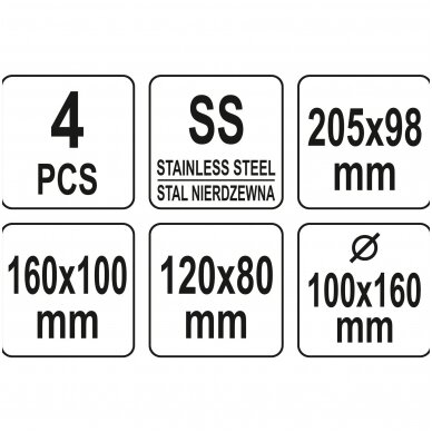 Gramdiklių rinkinys nerūdijančio plieno  4vnt. 1