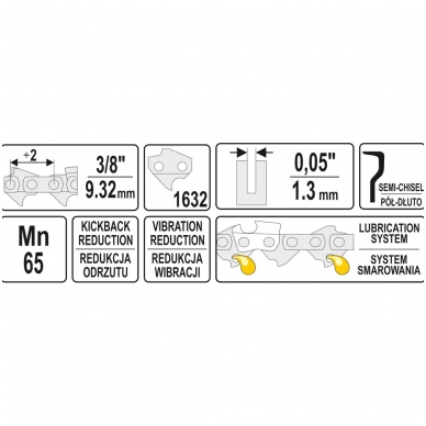 Grandinė benzininiam pjūklui su būgnu 3/8" 1,3 mm (0,05") 1632L 4