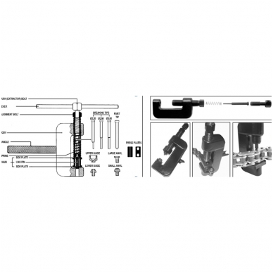 Grandinės kniedijimo, atskyrimo įrankių rinkinys motociklams 5