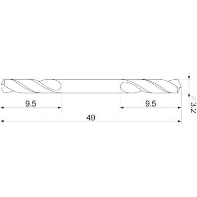 Grąžtas metalui HSS dvipusis - 3,2mm. 1