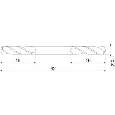 Grąžtas metalui HSS dvipusis - 5,2mm. 1