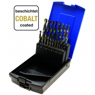 Grąžtų metalui rinkinys Cobalt, 19dalių,  1-10mm, HSS 2