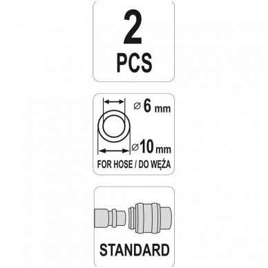 Greitos jungtys žarnai (kištukai) su spyruoklėmis 6x10mm. 2vnt. 1