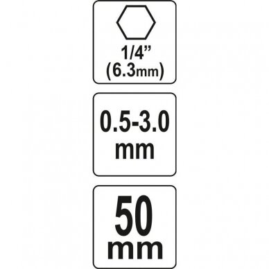 Griebtuvas grąžtams, 0.5-3.0mm., su 1/4" (6.3mm) antgaliu 4