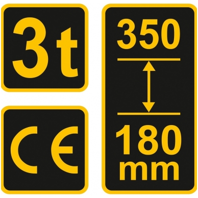 Hidraulinis domkratas 3 t, 180-350mm. TÜV-GS-CE 2