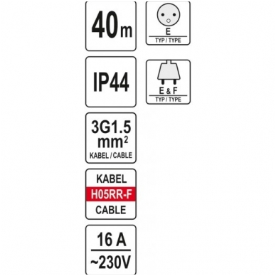 Ilgintuvas guminis su būgnu - 3х1,5 mm- 40 m 1