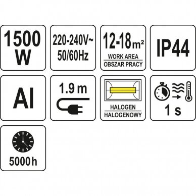 Infraraudonųjų spindulių šildytuvas pakabinamas 1500W su pultu 6