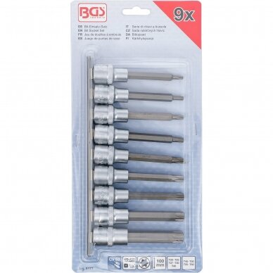 Įpresuotų antgalių rinkinys 12.5mm (1/2") T-Star (Torx) T20 - T60 9vnt. 2