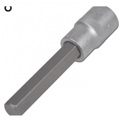 Įpresuotų įvairių ilgių antgalių rinkinys Hex, 30 vnt., H5-H19, 1/2" 2