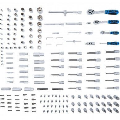 Įrankių dėklas XL: Galvučių rinkinys 6.3mm. (1/4") 10mm. (3/8")  12,5mm. (1/2") 216vnt. 2