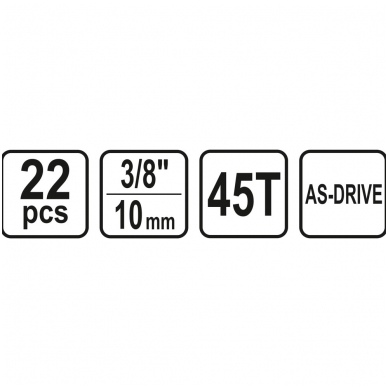 Įrankių rinkinys 3/8", 22 vnt. 4