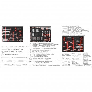 Įrankių spintelė su 162 įrankiais, 3 stalčiais 10
