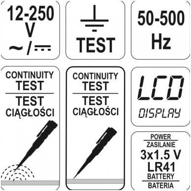 Įtampos testeris skaitmeninis AC-DC 12-220V 4