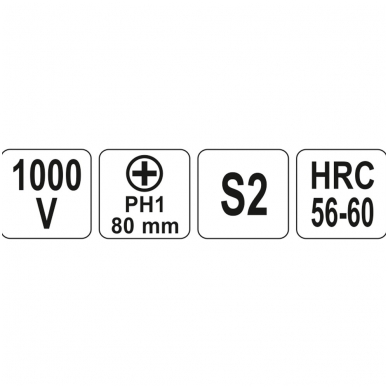 Izoliuotas atsuktuvas elektrikui 1000V PH1x80mm.YT-2822 2