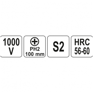 Izoliuotas atsuktuvas elektrikui 1000V PH2x100mm. 2