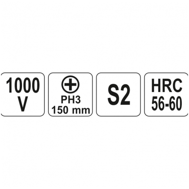 Izoliuotas atsuktuvas elektrikui 1000V PH3x150mm. 2