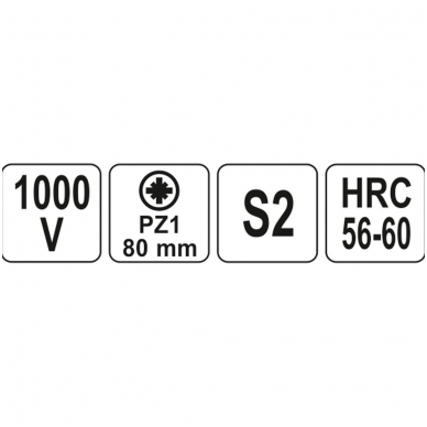 Izoliuotas atsuktuvas elektrikui 1000V PZ1x80mm. 2