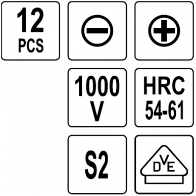 Izoliuotų atsuktuvų rinkinys elektrikui 12vnt. VDE 1