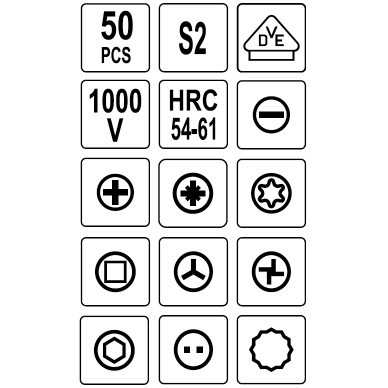 Izoliuotų atsuktuvų rinkinys elektrikui 50vnt. VDE 1