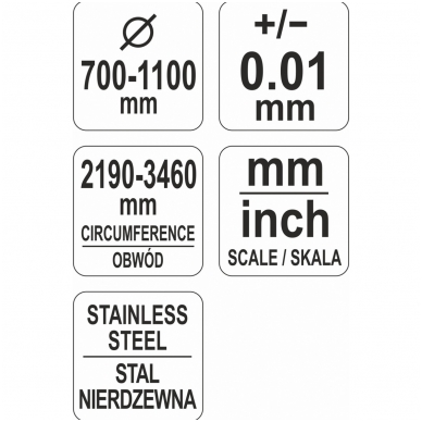 Juostinis matavimo įrankis, diametrui ir perimetrui,  maks.2190/perimetras 3460mm. 2