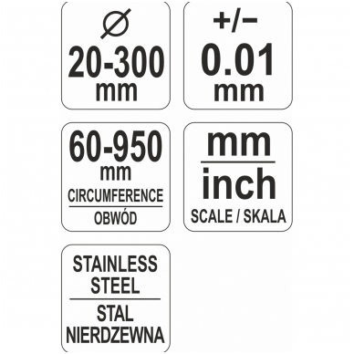 Juostinis matavimo įrankis, diametrui ir perimetrui, maks.60 perimetras 950mm. 2