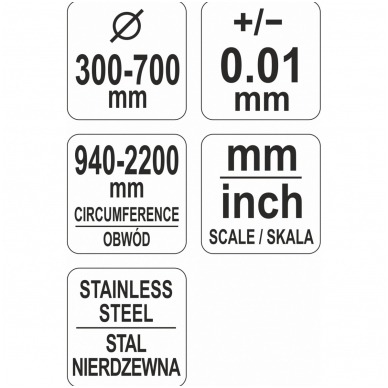 Juostinis matavimo įrankis,  diametrui ir perimetrui, maks.940/perimetras 2200mm. 2